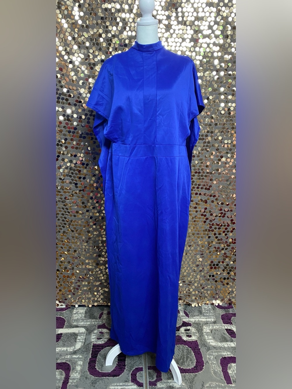 Blue High-Neck Maxi Dress #1621